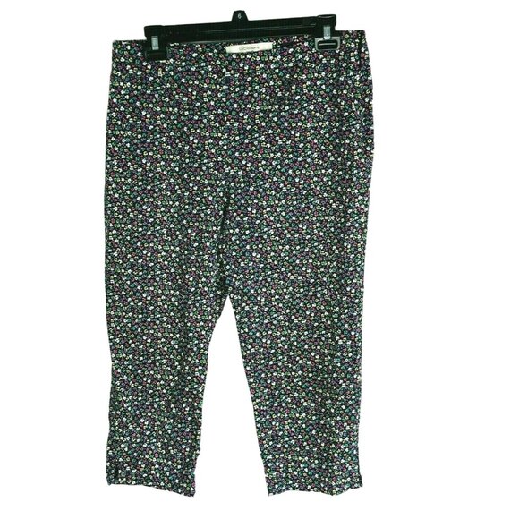 Liz Claiborne Capris Jackie Womens 8P Pink Blue White Flowers Pants Flat Front - Picture 9 of 9
